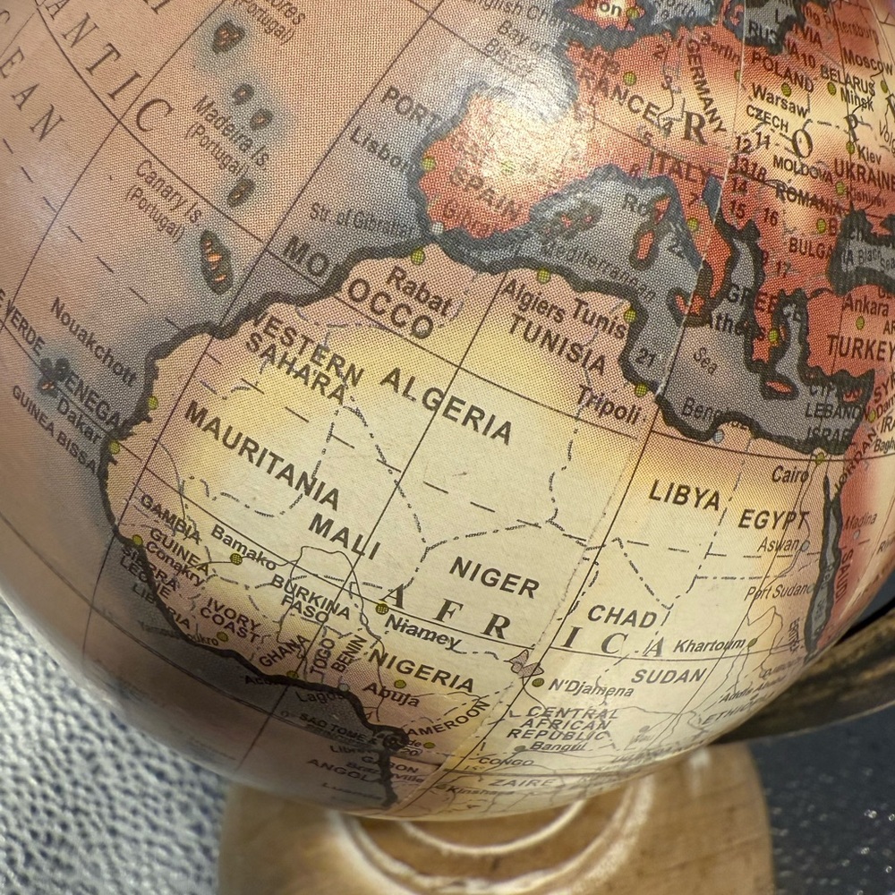 Vintage Style Globe with Wooden Base - Picture 7 of 8